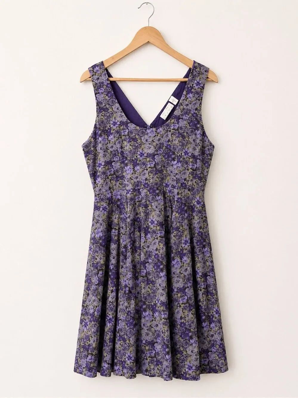 Kimchi Blue Purple Floral Fit & Flare Mini Dress Cotton Sleeveless Medium